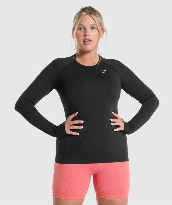 Damske Mikiny Gymshark Vital Seamless 2.0 Long Sleeve Top Čierne | TZ5916804